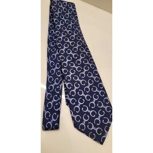 Gucci 100% Silk Luxury Tie Classic Bit Double G Blue and White Formal Wear Men's